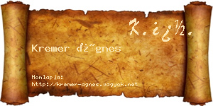 Kremer Ágnes névjegykártya